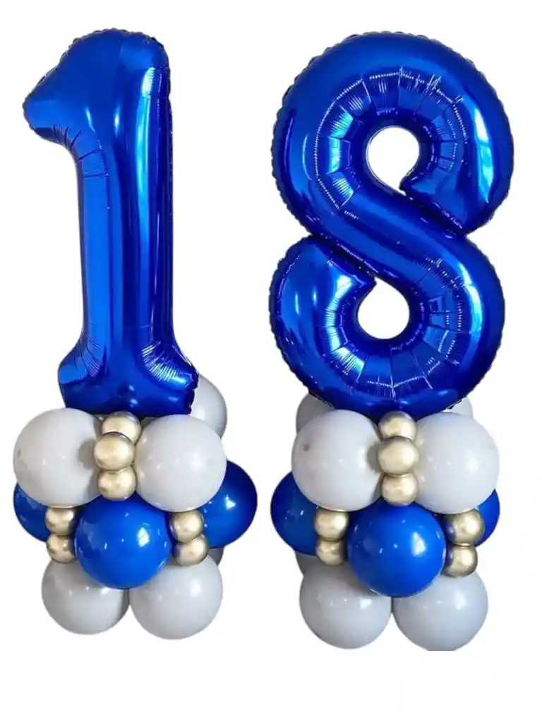 Globo Metalizado De Número Fiestas Cumpleaños 80 Cm Azul Oscuro X1