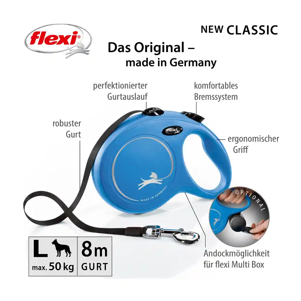 Correa Para Perro Flexi New Classic Cinta Azul - L