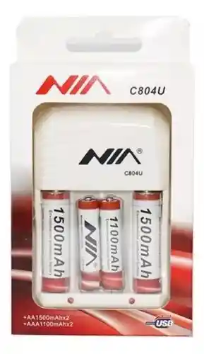 Baterías Nia Aa/aaa Recargables X4 + Cargador (1100mah/1500mah) C804u