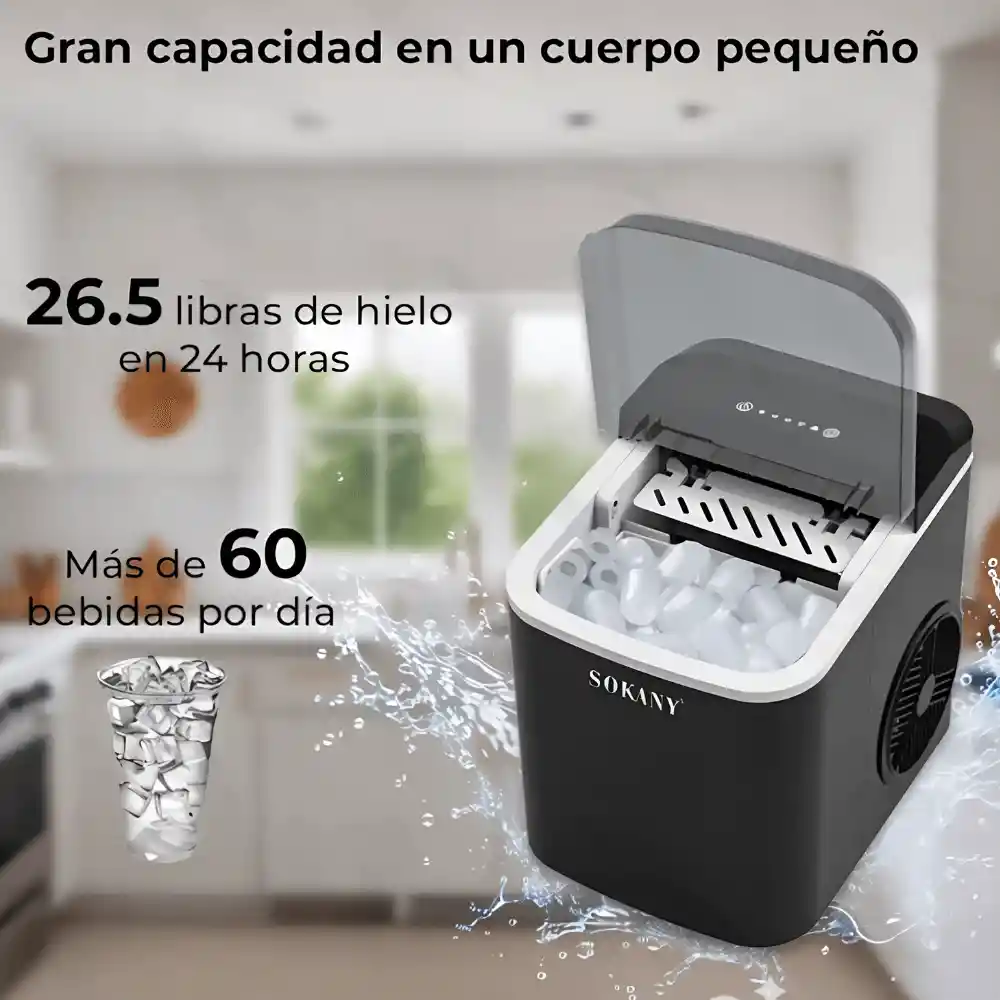 Sokany Máquina De Hacer Hielo Portátil 112w Ice Maker 26lb