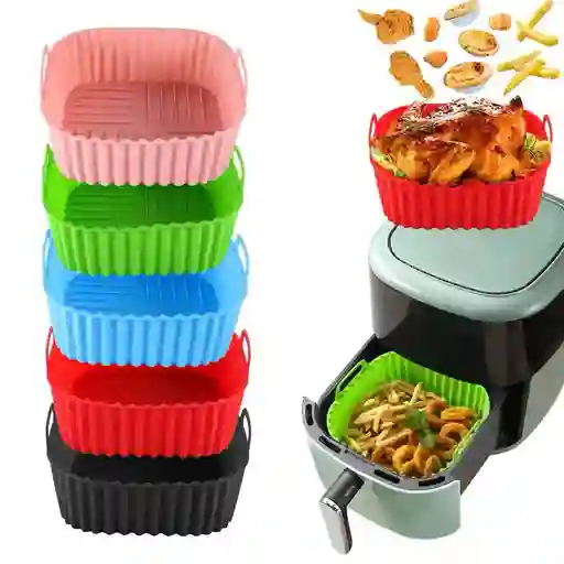 Canastilla Silicona Olla Freidora Air Fryer Pequeña Cuadrada Reutilizable