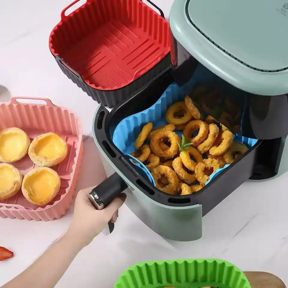 Canastilla Silicona Olla Freidora Air Fryer Pequeña Cuadrada Reutilizable