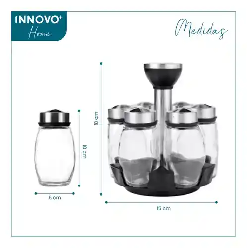 Condimentero Especiero Giratorio 6 Frascos Organizador Cocina Innovo Home