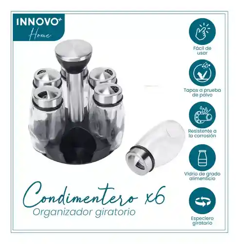 Condimentero Especiero Giratorio 6 Frascos Organizador Cocina Innovo Home