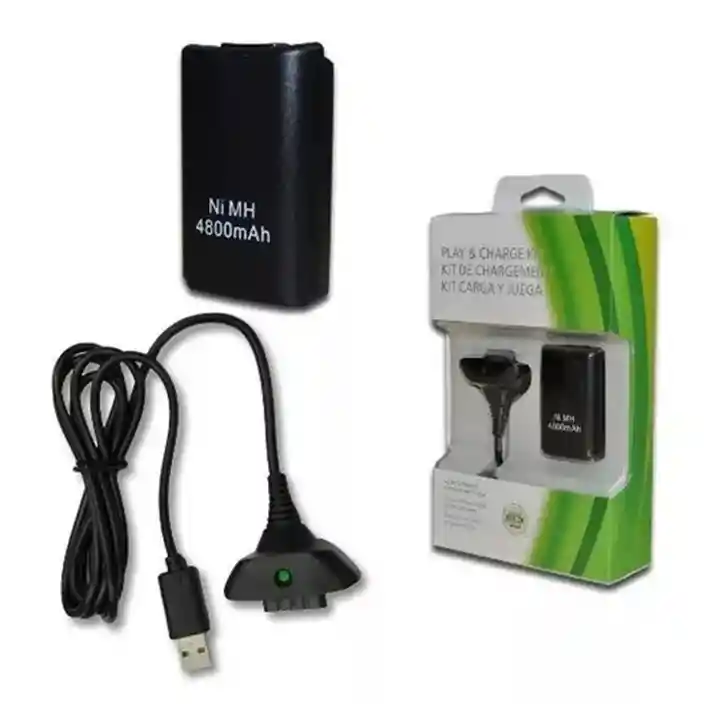 Kit De Cable Y Cargador De Batería Para Mando Xbox 360