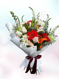 Rosas Y Gerberas En Bouquet Sinceridad