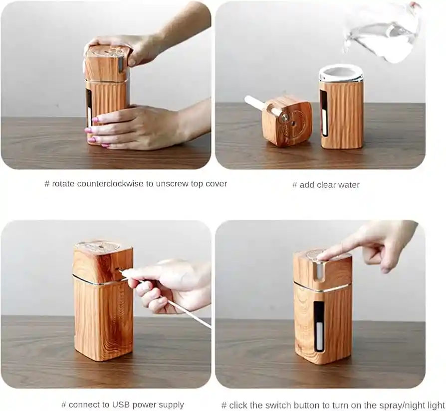 Humidificador Mini Difusor Aire Aromas Luz Led Usb Portátil