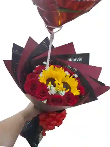 Buchón De Rosas Girasoles - Rojas