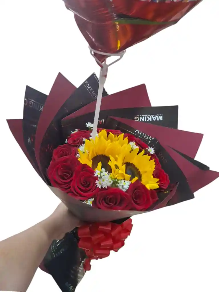 Buchón De Rosas Girasoles - Rojas