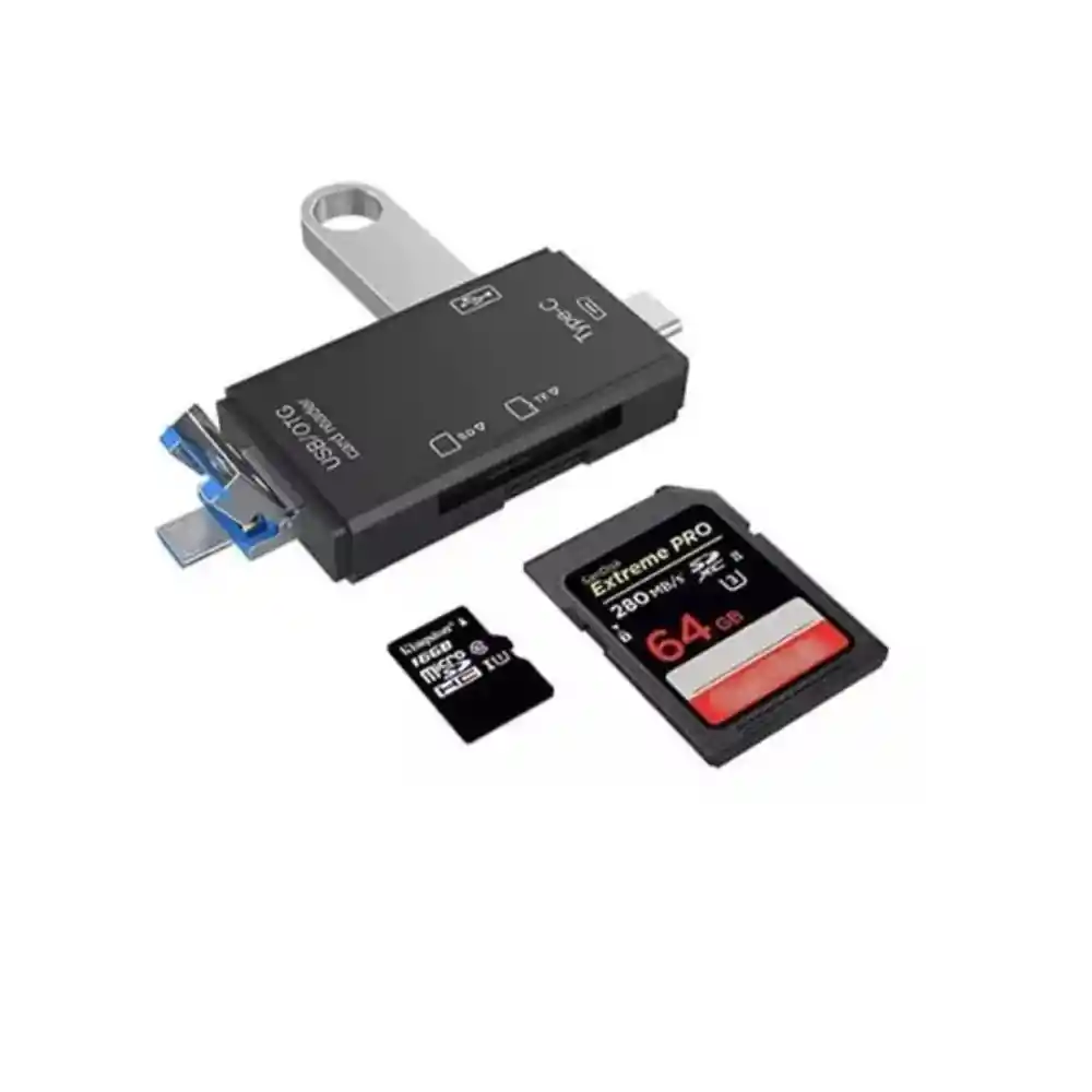 Adaptador Lector De Tarjetas Usb A/tipo C 6 En 1 Otg Andr/pc