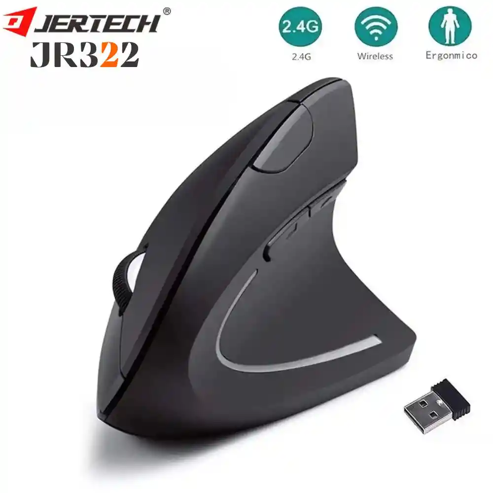 Mouse Inalambrico Vertical Ergonomico Recargable Jr322 Jertech
