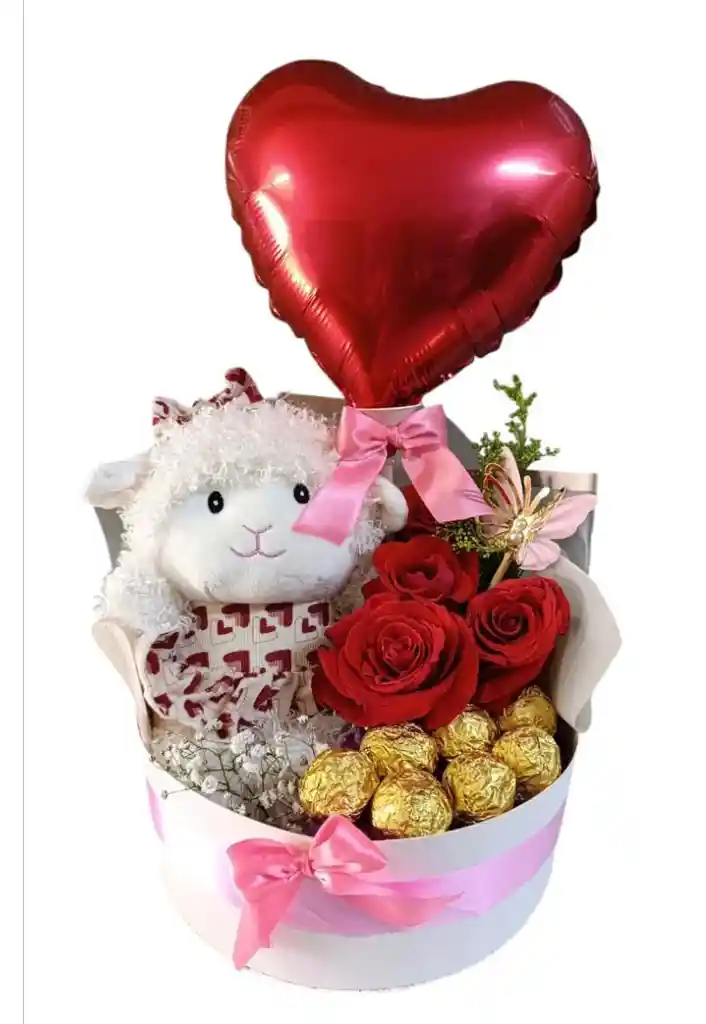 Flores Rosas Peluche Ovejita Chocolates