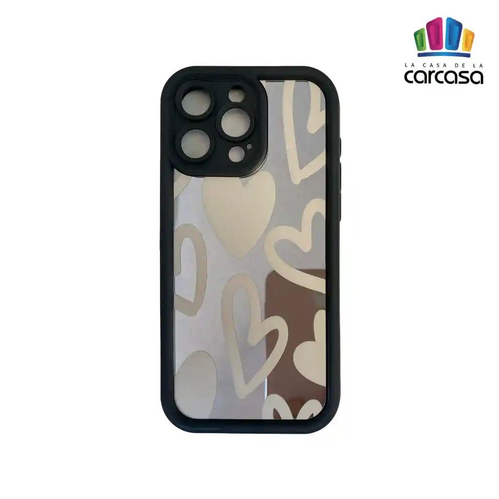 Estuche Iphone 14 Pro Max Mirror (corazones Blancos)