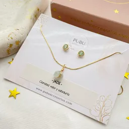 Conjunto Collar Y Aretes Jade Pubu.