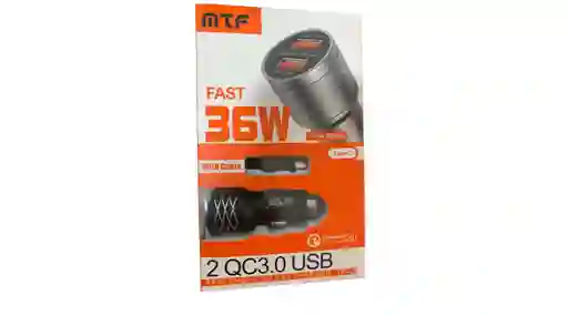 Mtf Cargador Carro Y Cable Tipo C 2usb 3a