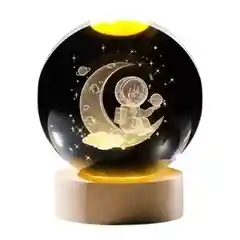 Esfera Magica Cristal 3d Led Luz De Noche Estuche Astronauta