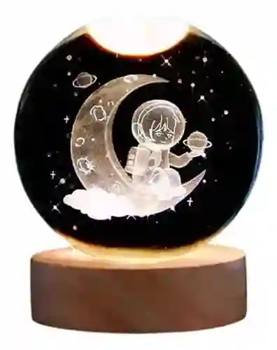 Esfera Magica Cristal 3d Led Luz De Noche Estuche Astronauta