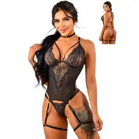 Body De Encaje Y Arnés Para Noches De Puro Placer
