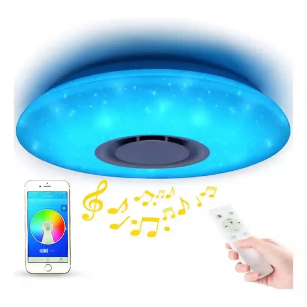 Luz De Techo Led Con Altavoz Bluetooth Y Control Remoto
