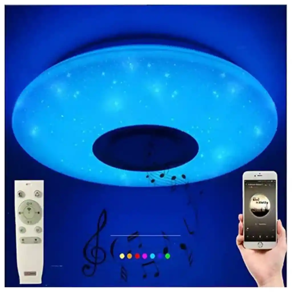 Luz De Techo Led Con Altavoz Bluetooth Y Control Remoto