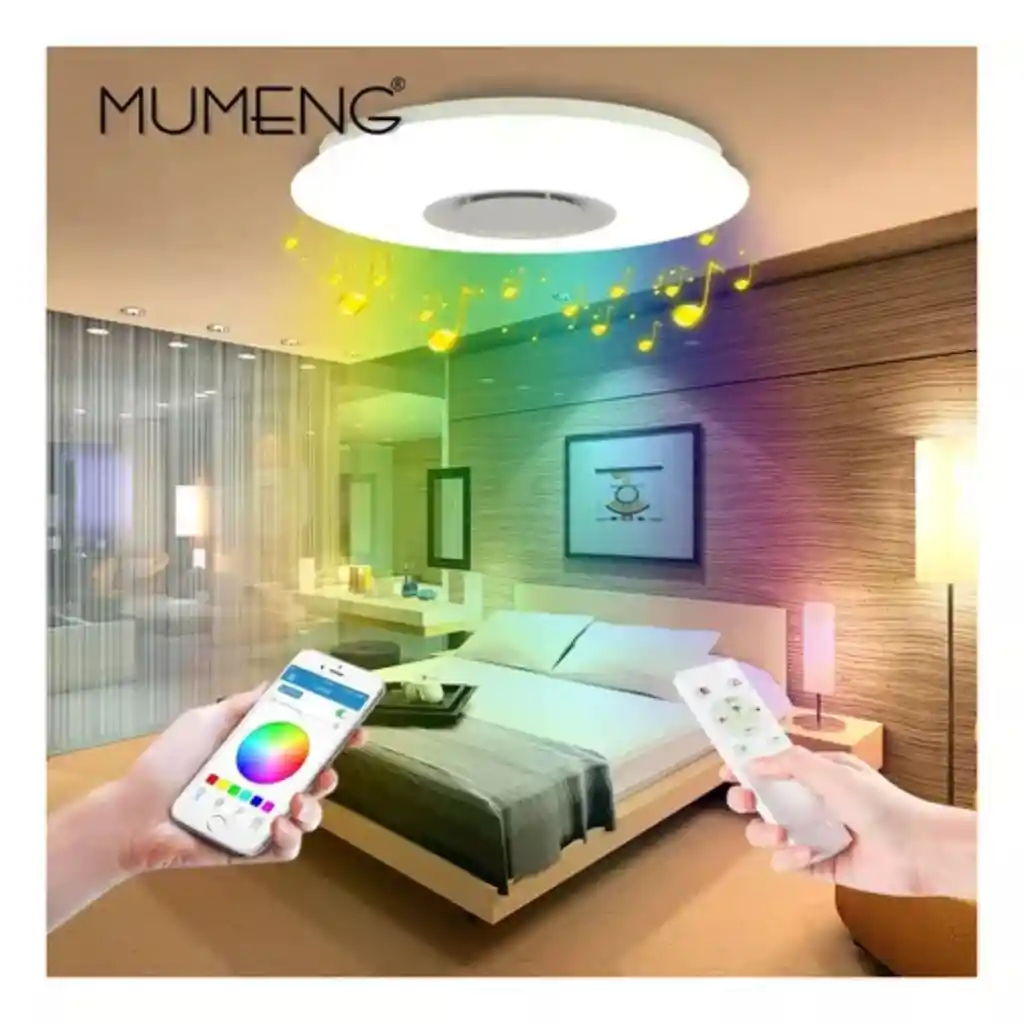 Luz De Techo Led Con Altavoz Bluetooth Y Control Remoto