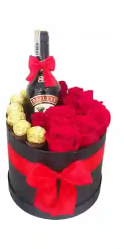 Rosas Rojas Con Baileys 375ml Y Chocolates