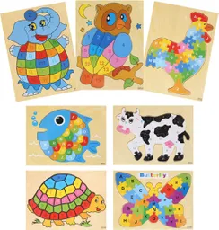 Kit X 3 Rompecabezas Didáctico Puzzles De Madera Para Niños