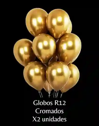 Globos Latex Cromado Reflex Dorado R12 X12 Unidades