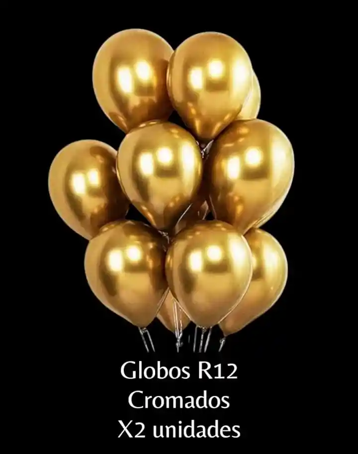 Globos Latex Cromado Reflex Dorado R12 X12 Unidades