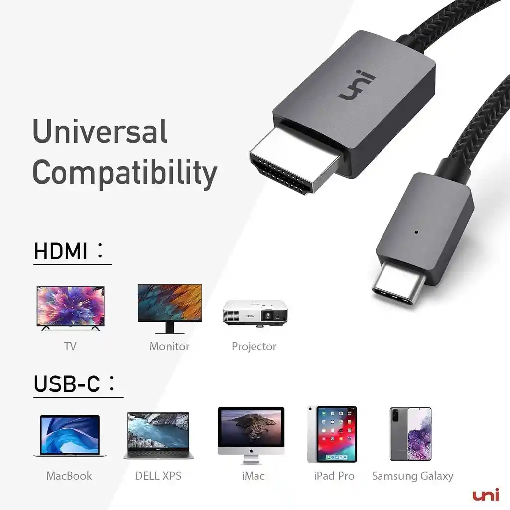 Cable Adaptador Usb Tipo C A Hdmi 4k 60 Hz Nylon Thunderbolt