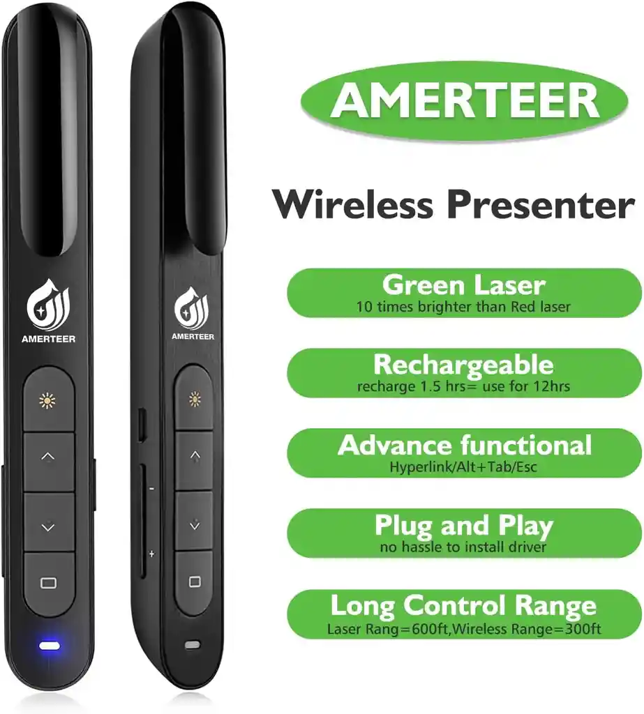 Presentador Remoto Verde Puntero Powerpoint Pantallas Tv
