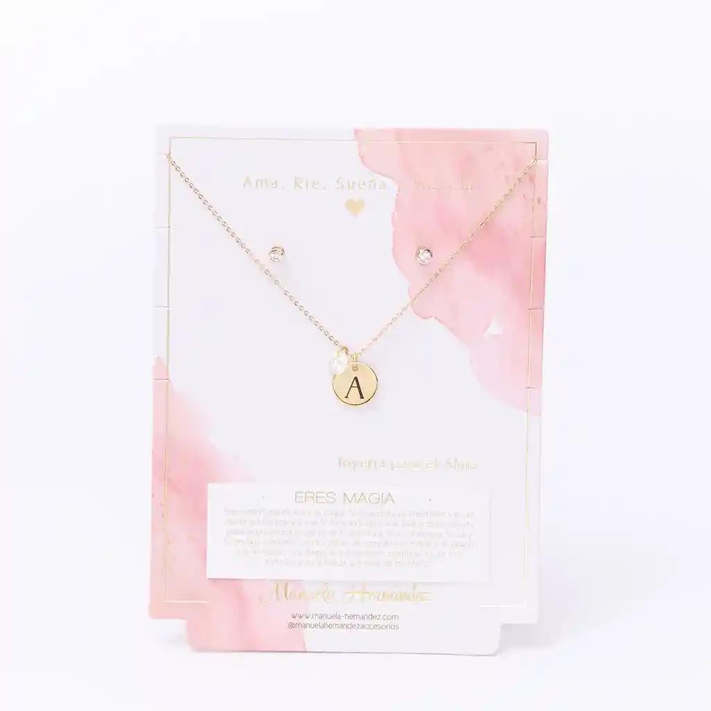 Set De Collar Y Aretes De Inicial Medallon A