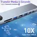 Adaptador Tipo C 8 En 1 Con Hdmi 4k, Pd De 100 W, Puerto Usb C, Usb 3.0, Ethernet Rj45, Sd/tf