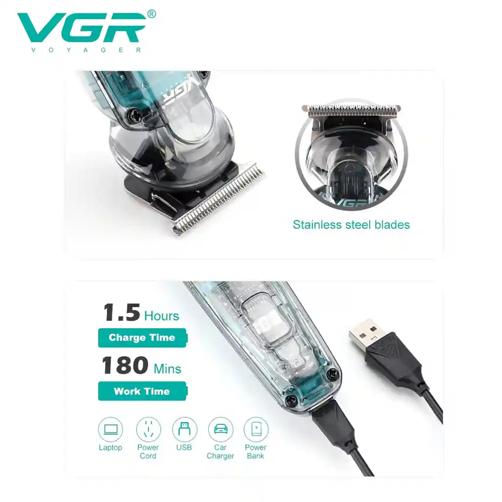 Máquina Cortadora De Cabello, Corporal, Bigote, Barba, Axilas, Piernas, Recargable Vgr Original V 949 - Messi