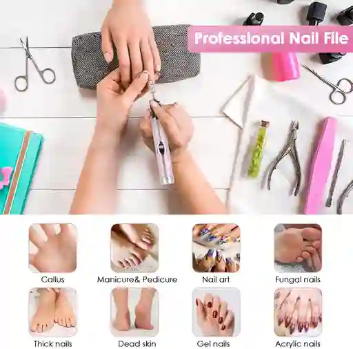 Pulidor De Uñas Eléctrico 12 Puntas, Recargable Usb, 4 Velocidades, Taladro Torno De Uñas, Manicura, Pedicura