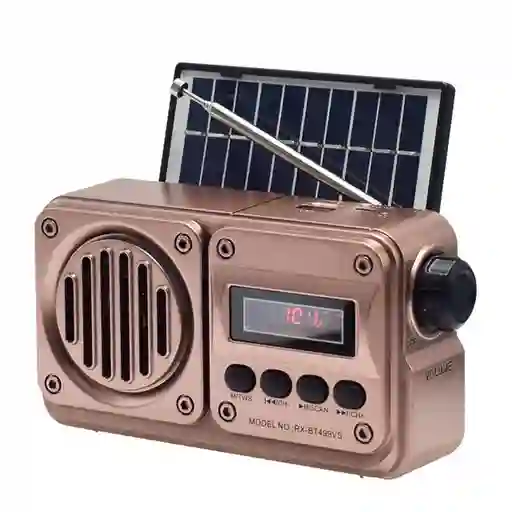 Radio Diseño Antiguo Recargable Fm, Bluetooth, Usb, Sd, Power Bank, Digital Con Panel Solar - Colón
