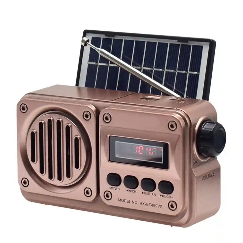 Radio Diseño Antiguo Recargable Fm, Bluetooth, Usb, Sd, Power Bank, Digital Con Panel Solar - Colón
