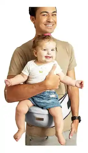 Canguro Portabebés Soporte Ergonómico Ajustable Cintura Gris Innovo