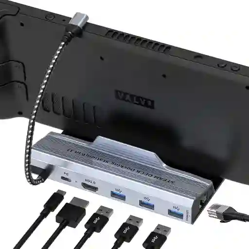 Base Acoplamiento Steam Deck 6en1 Puertos Hdmi Usb A X3 3.0 Usb C 100w