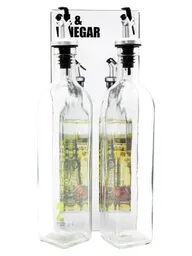 Set De Dos Botellas De Vidrio Para Aceite Y Vinagre
