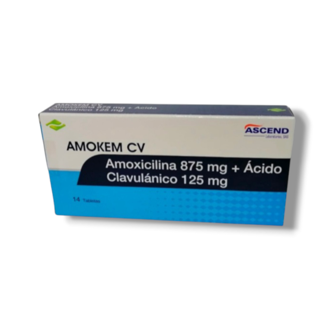 Amoxicilina + Acido Clavulanico 875mg + 125mg X 14 Tabletas Amoken Cv ...