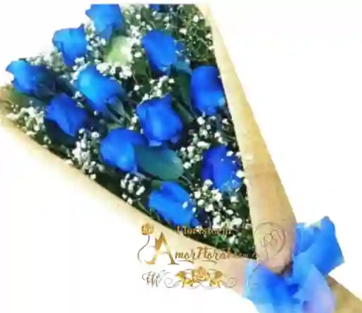 Bouquet Por 12 Rosas Azules