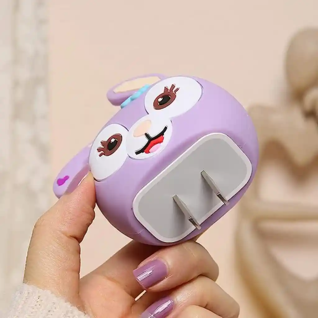 Kit Completo Protector De Cable + Protector De Cargador Iphone 18w/20w. Modelo: Stella Rabbit (disney)