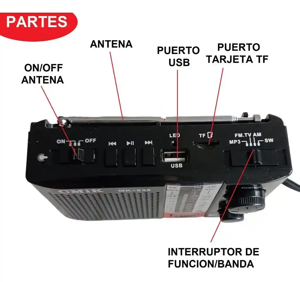 Radio Diseño Antiguo Recargable Am, Fm, Sw Bluetooth, Usb, Sd, Power Bank - Foxtech