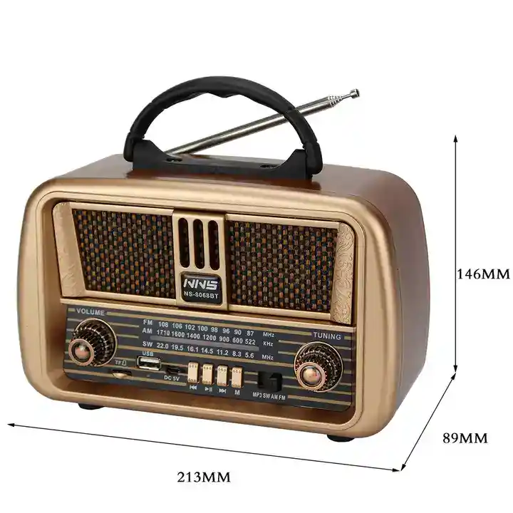 Radio Diseño Antiguo Recargable Am, Fm, Sw, Bluetooth, Usb, Sd, Power Bank - Nns 8068 Bt Vintage