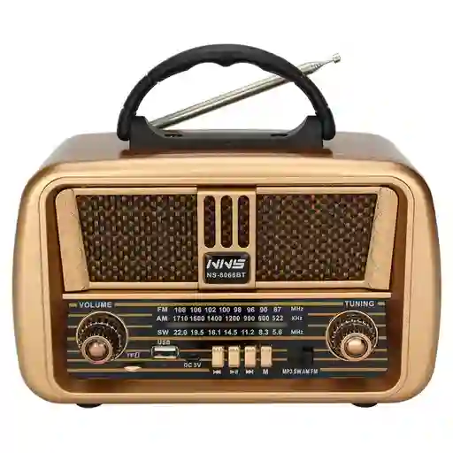 Radio Diseño Antiguo Recargable Am, Fm, Sw, Bluetooth, Usb, Sd, Power Bank - Nns 8068 Bt Vintage