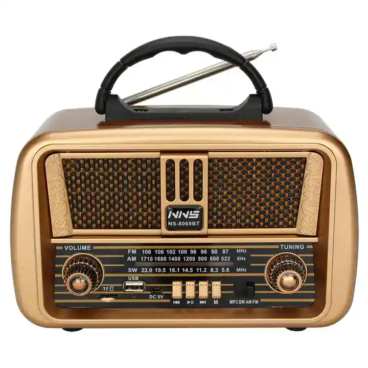 Radio Diseño Antiguo Recargable Am, Fm, Sw, Bluetooth, Usb, Sd, Power Bank - Nns 8068 Bt Vintage