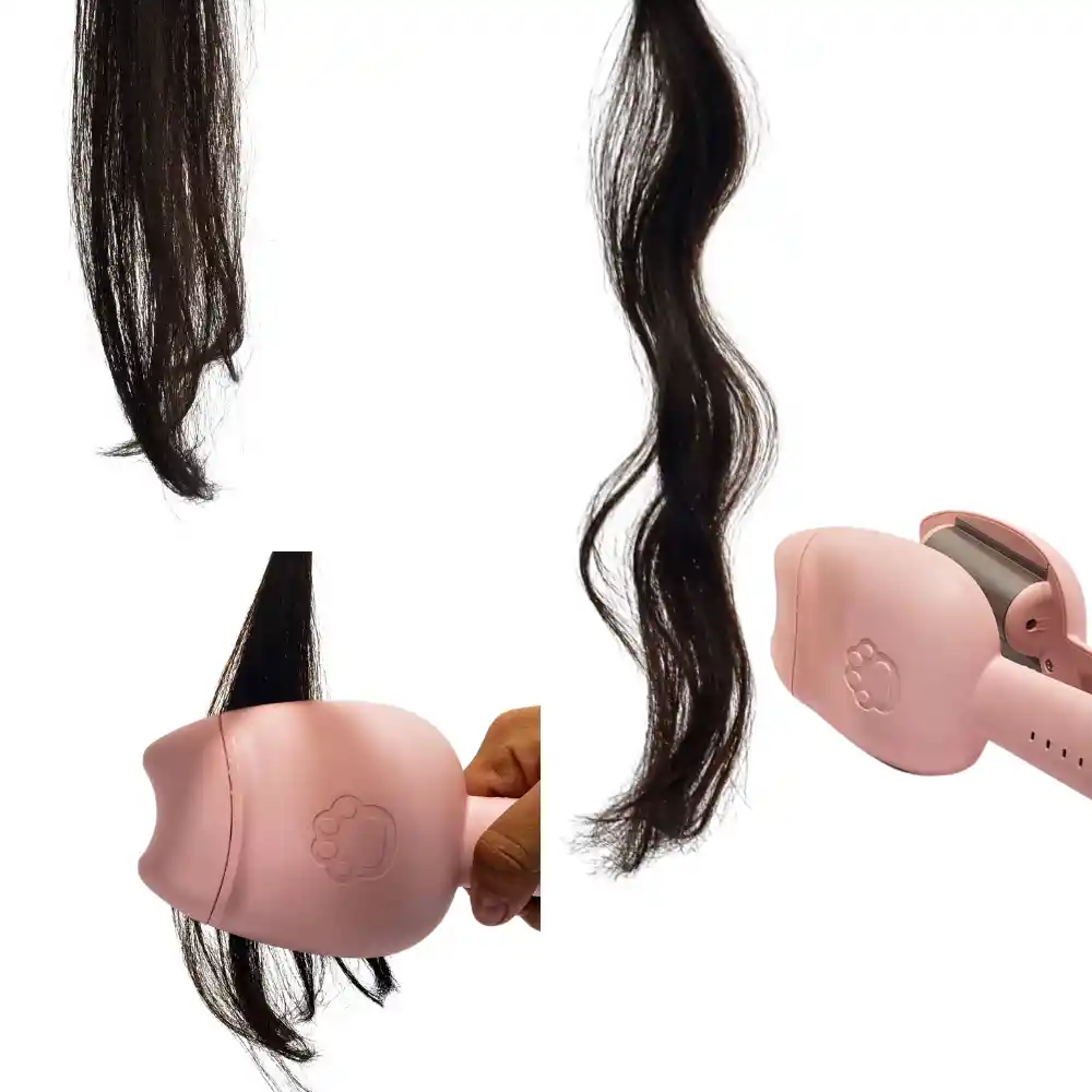 Plancha Para Cabello Ondas 2 Tubos Diseño Gato