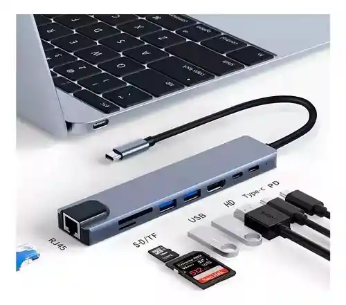 Hub Adaptador Usb Tipo C 8 En 1 Para Mac Macbook Windows