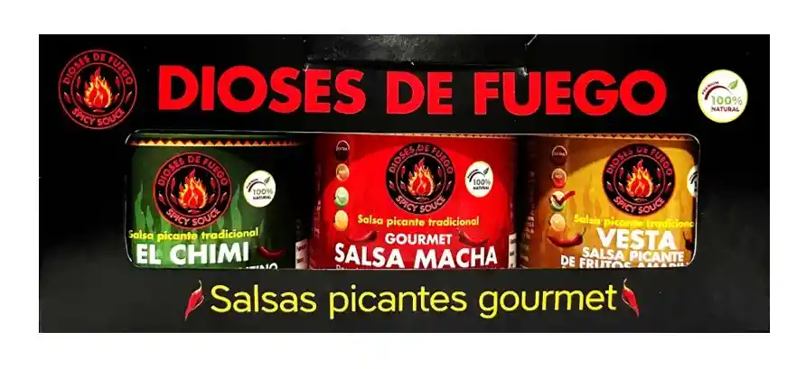 Dioses De Fuego Caja X 3 Salsas: Macha, Chimi Y Vesta 130 G C/u